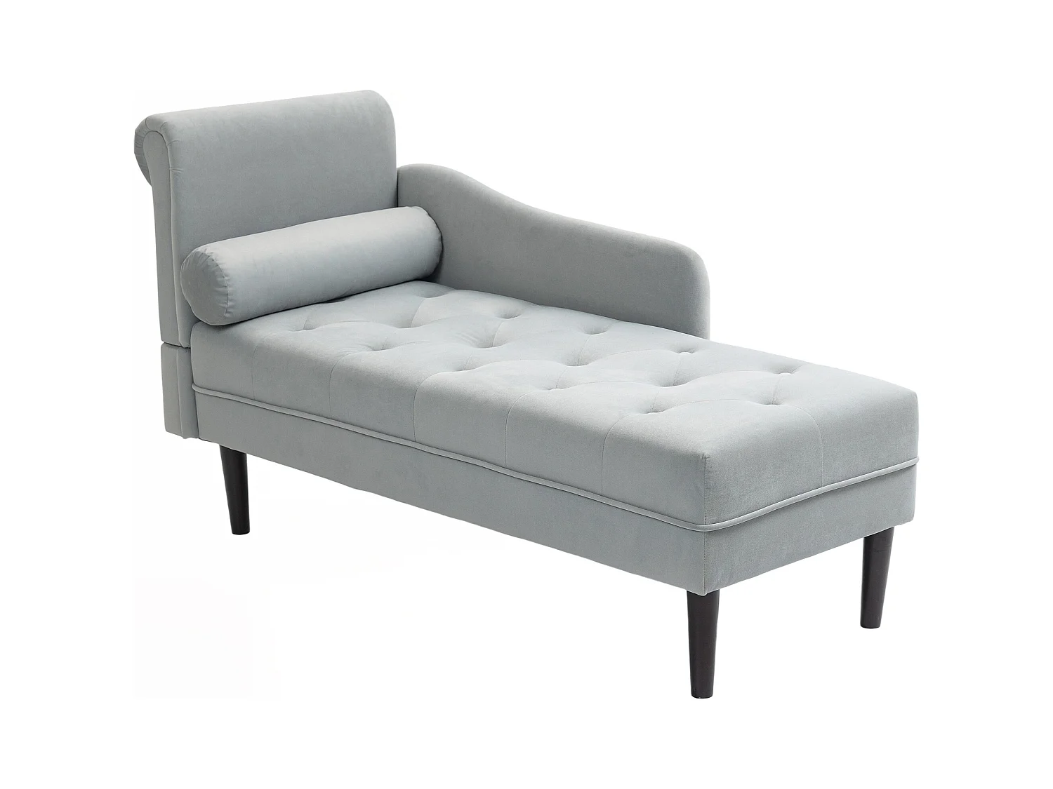 Chaise longue con rivestimento trapuntato effetto velluto grigio