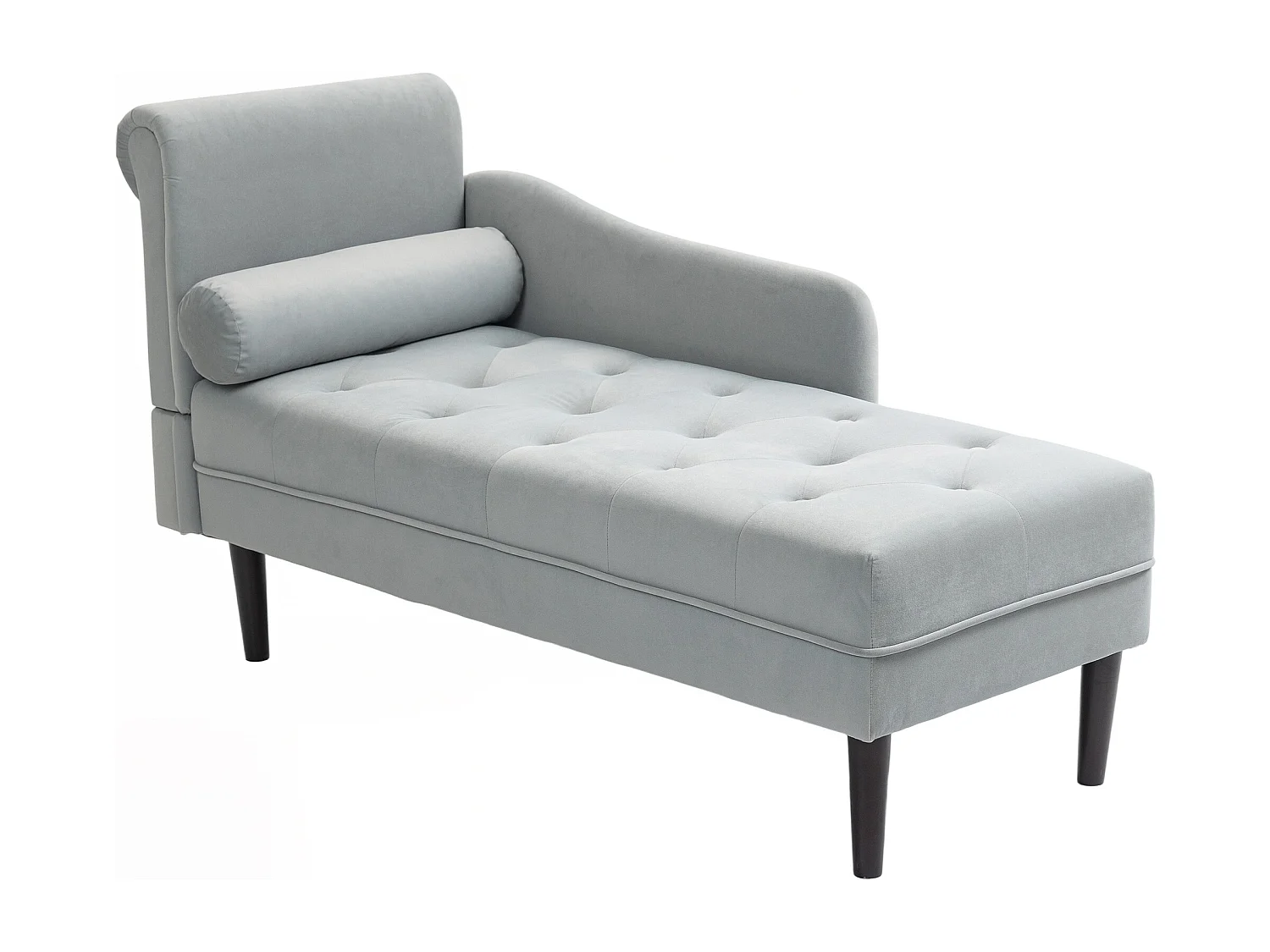 Chaise longue con rivestimento trapuntato effetto velluto grigio