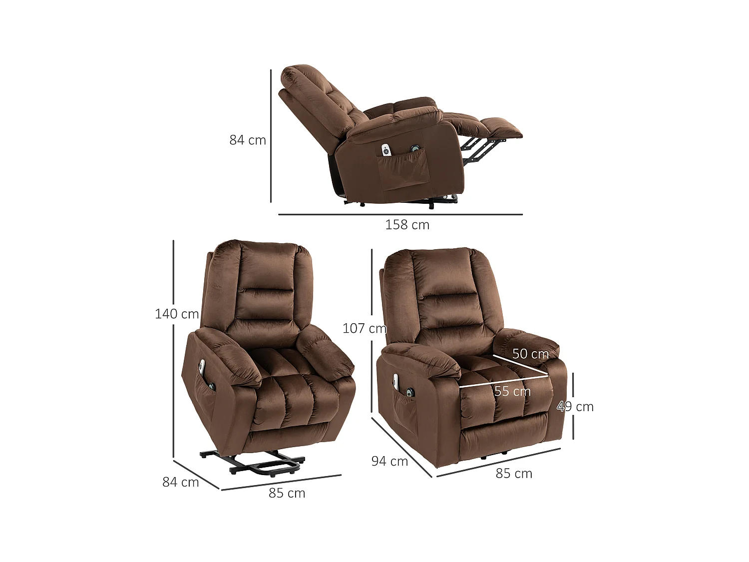 Poltrona relax alzapersona massaggiante riscaldata e reclinabile