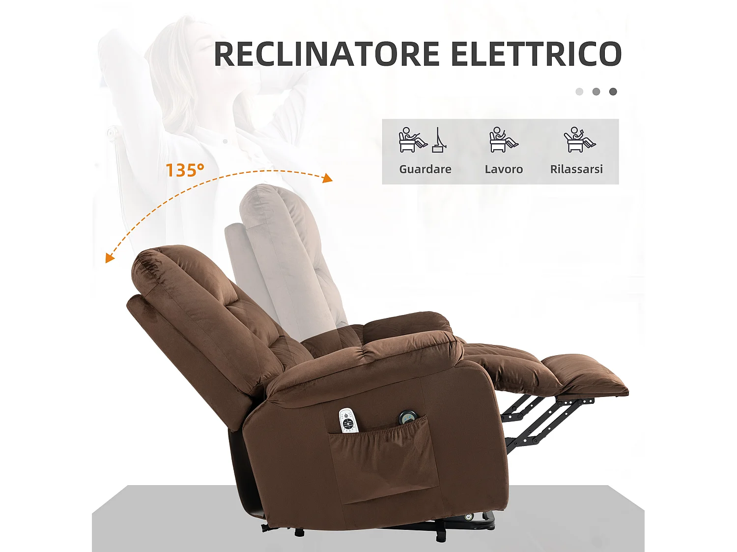 Poltrona relax alzapersona massaggiante riscaldata e reclinabile