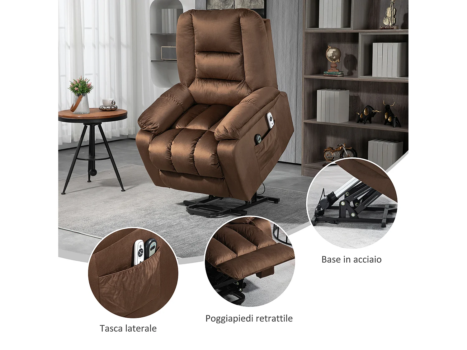 Poltrona relax alzapersona massaggiante riscaldata e reclinabile