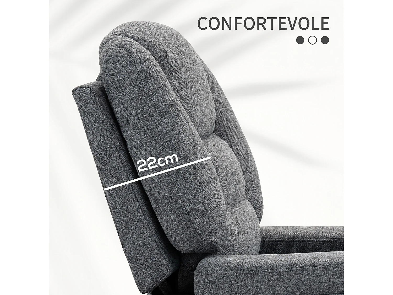 Poltrona alzapersona reclinabile in tessuto effetto lino grigio