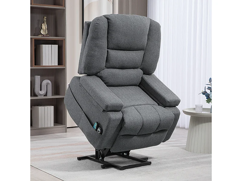Poltrona alzapersona reclinabile in tessuto effetto lino grigio