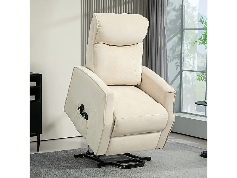 Poltrona relax alzapersona reclinabile con 8 punti massaggio crema