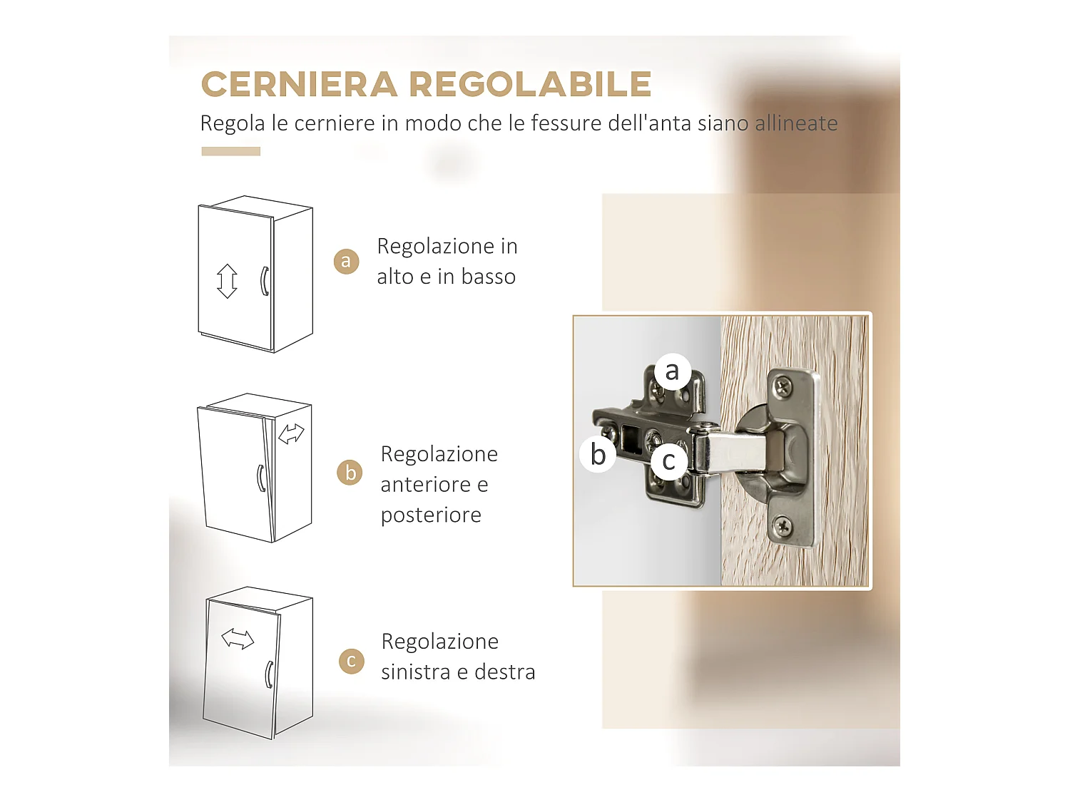 Credenza cucina con cassetti armadietti e vani aperti in legno