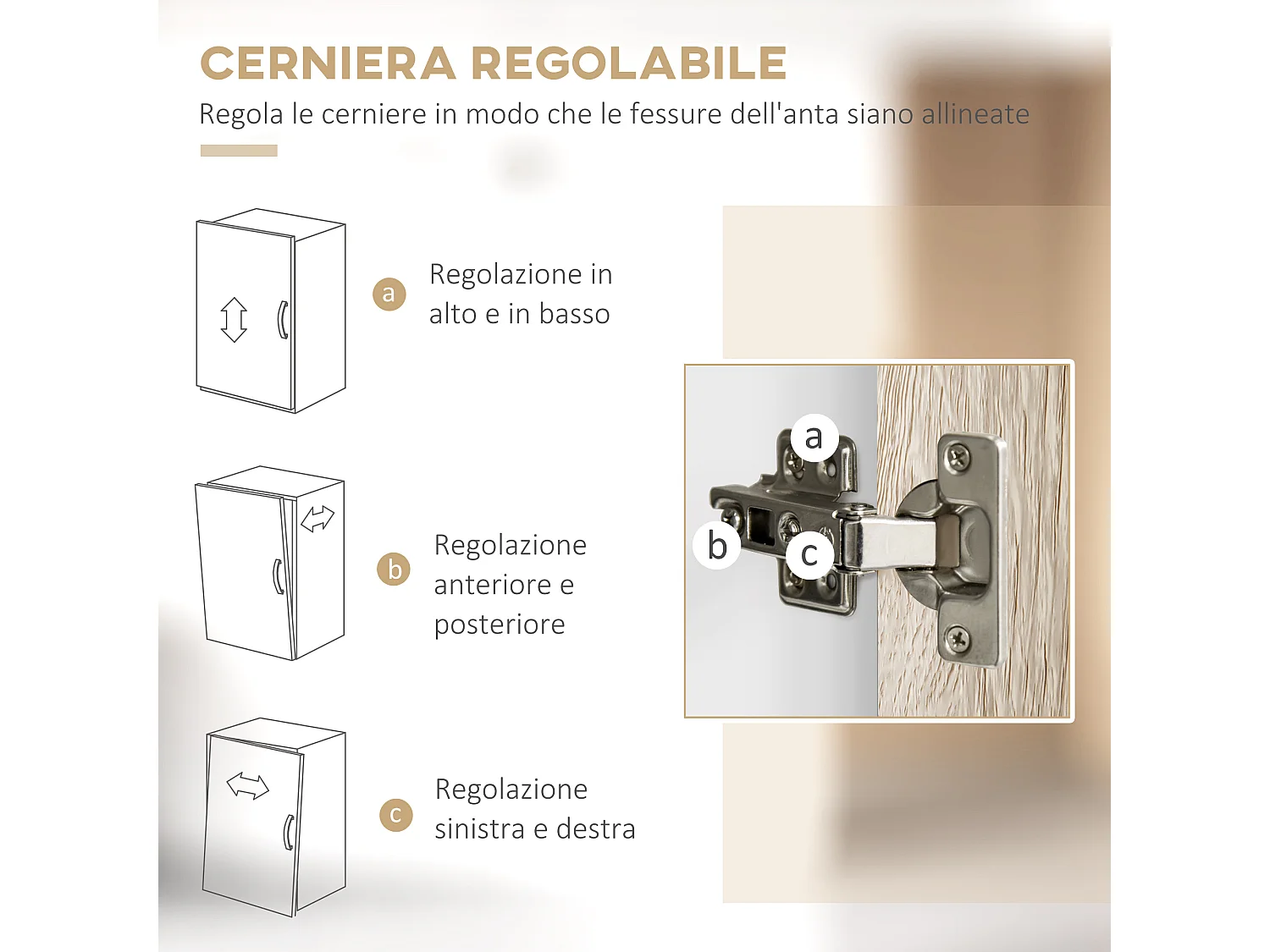 Credenza cucina con cassetti armadietti e vani aperti in legno