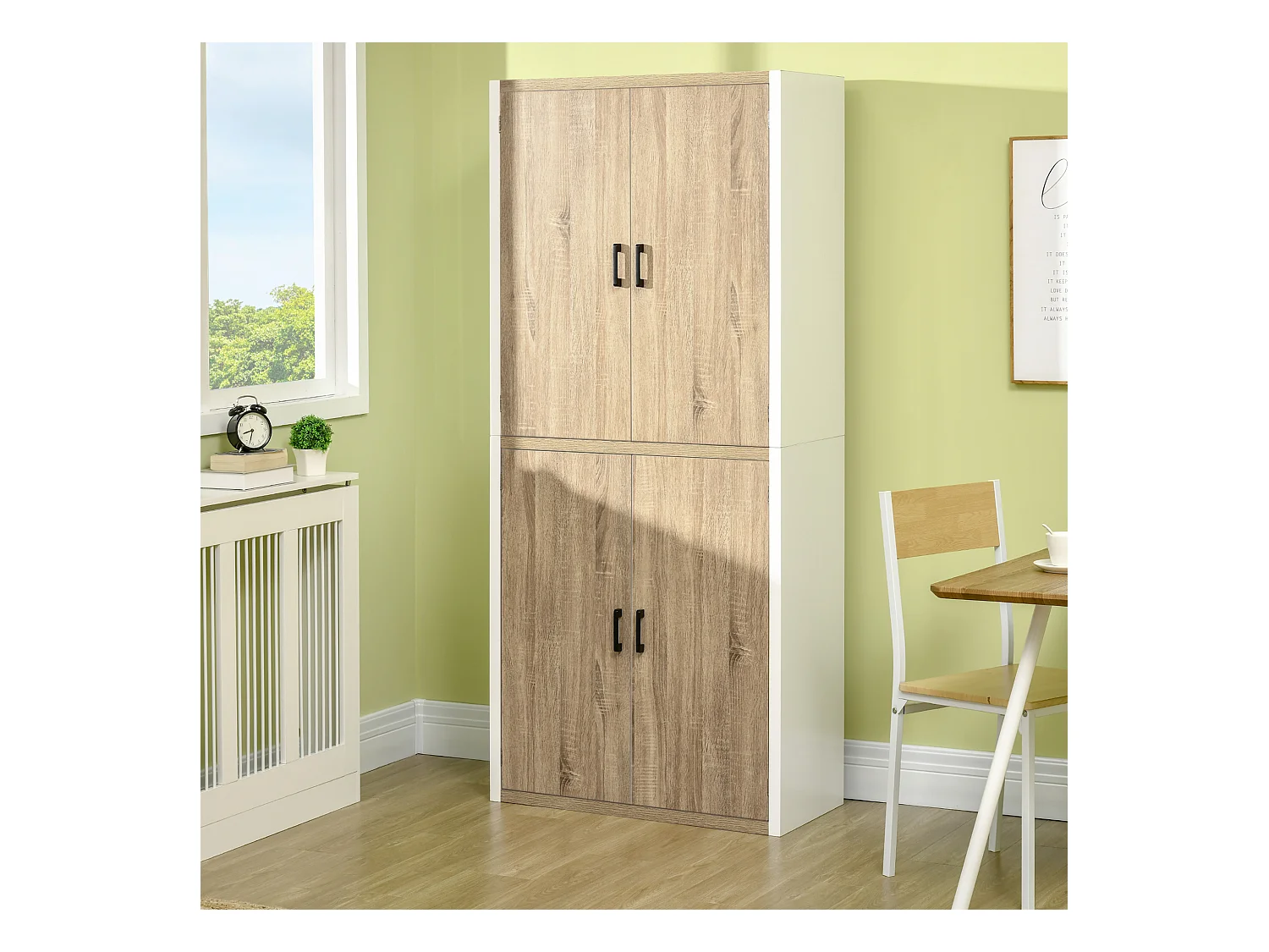 Dispensa cucina in legno mdf con 4 ripiani e 4 porte bianco