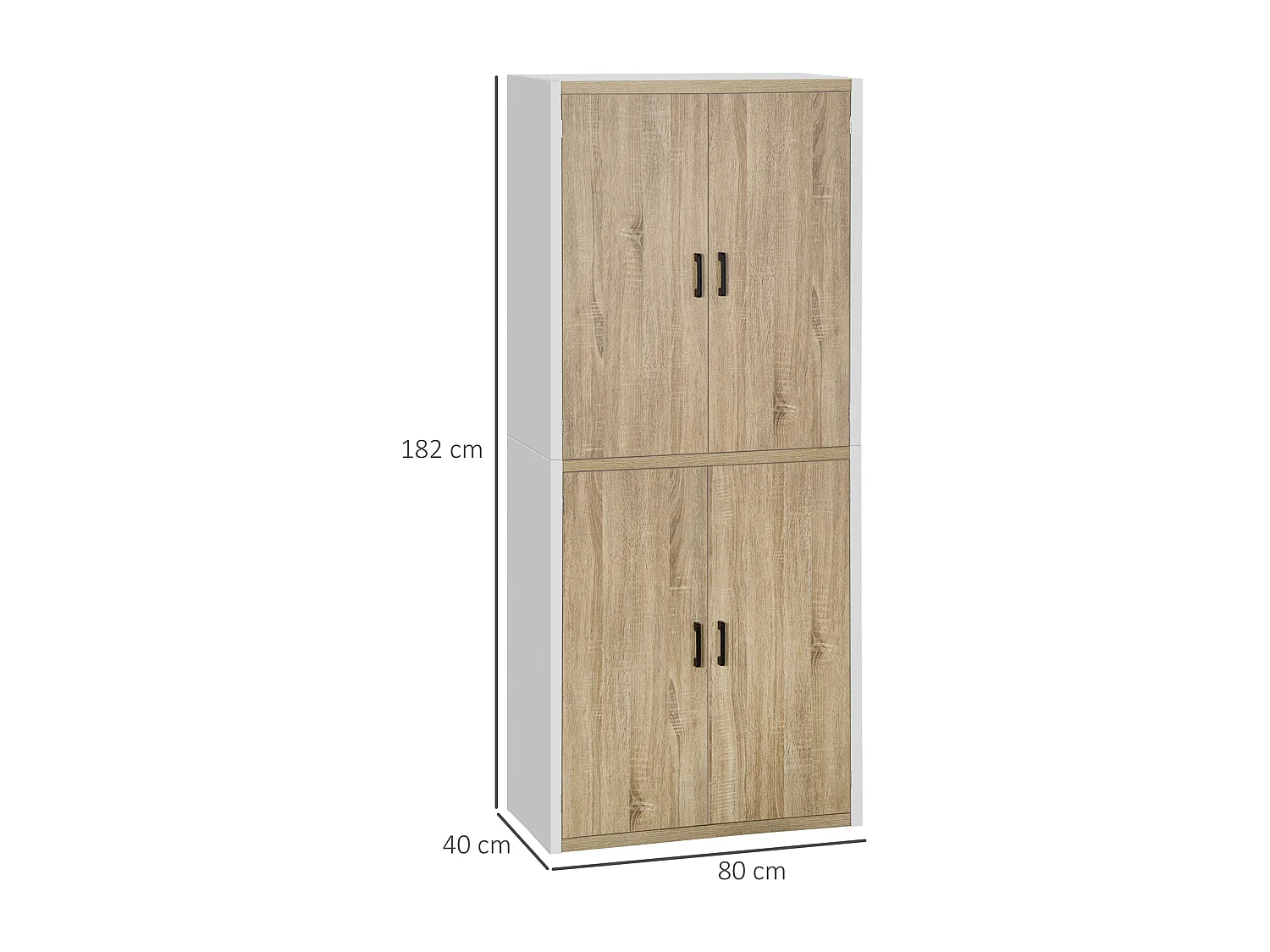 Dispensa cucina in legno mdf con 4 ripiani e 4 porte bianco