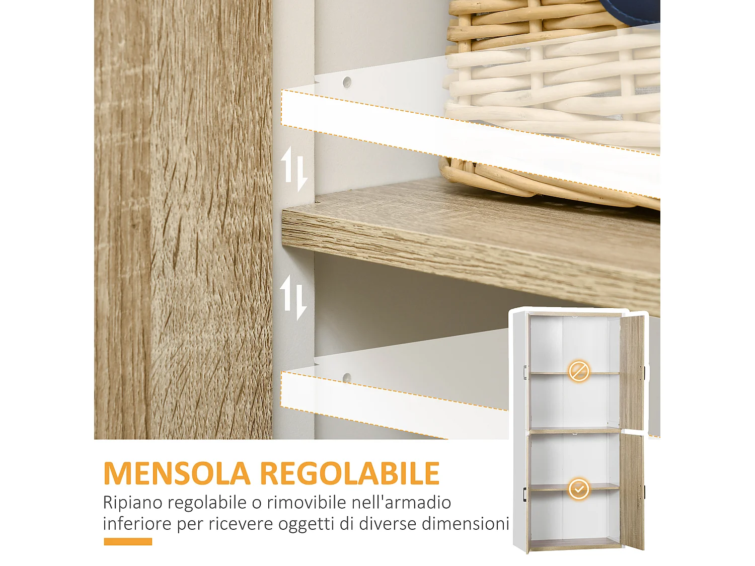 Dispensa cucina in legno mdf con 4 ripiani e 4 porte bianco