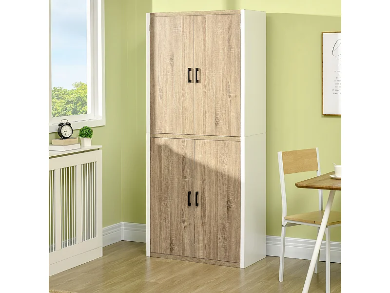Dispensa cucina in legno mdf con 4 ripiani e 4 porte bianco