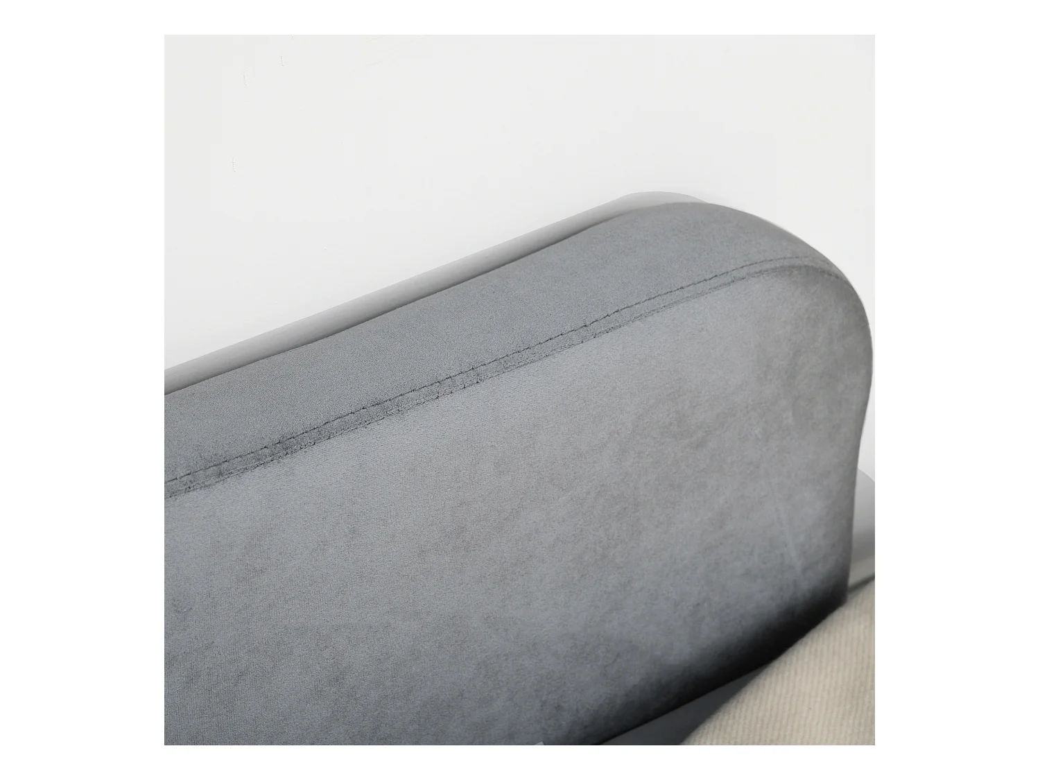 Chaise longue vintage velluto grigio con cuscino