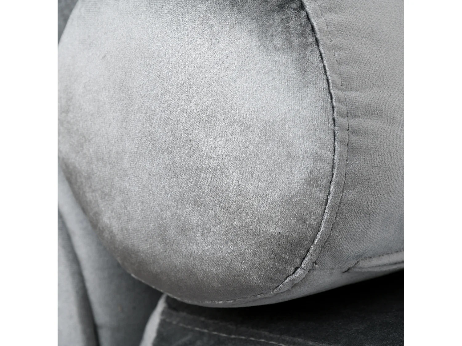 Chaise longue vintage velluto grigio con cuscino