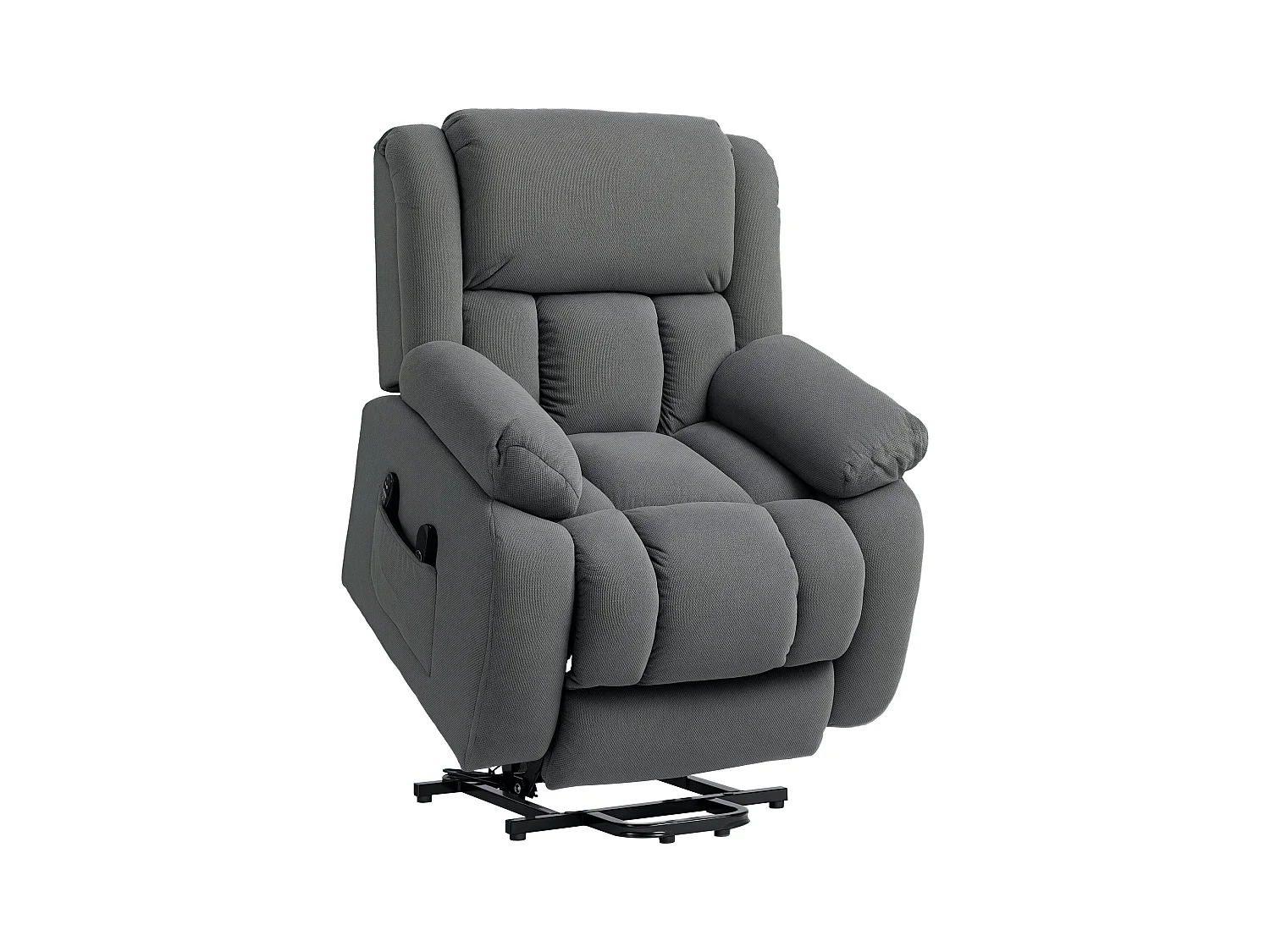 Poltrona alzapersona e reclinabile con 2 tasche e telecomando grigio