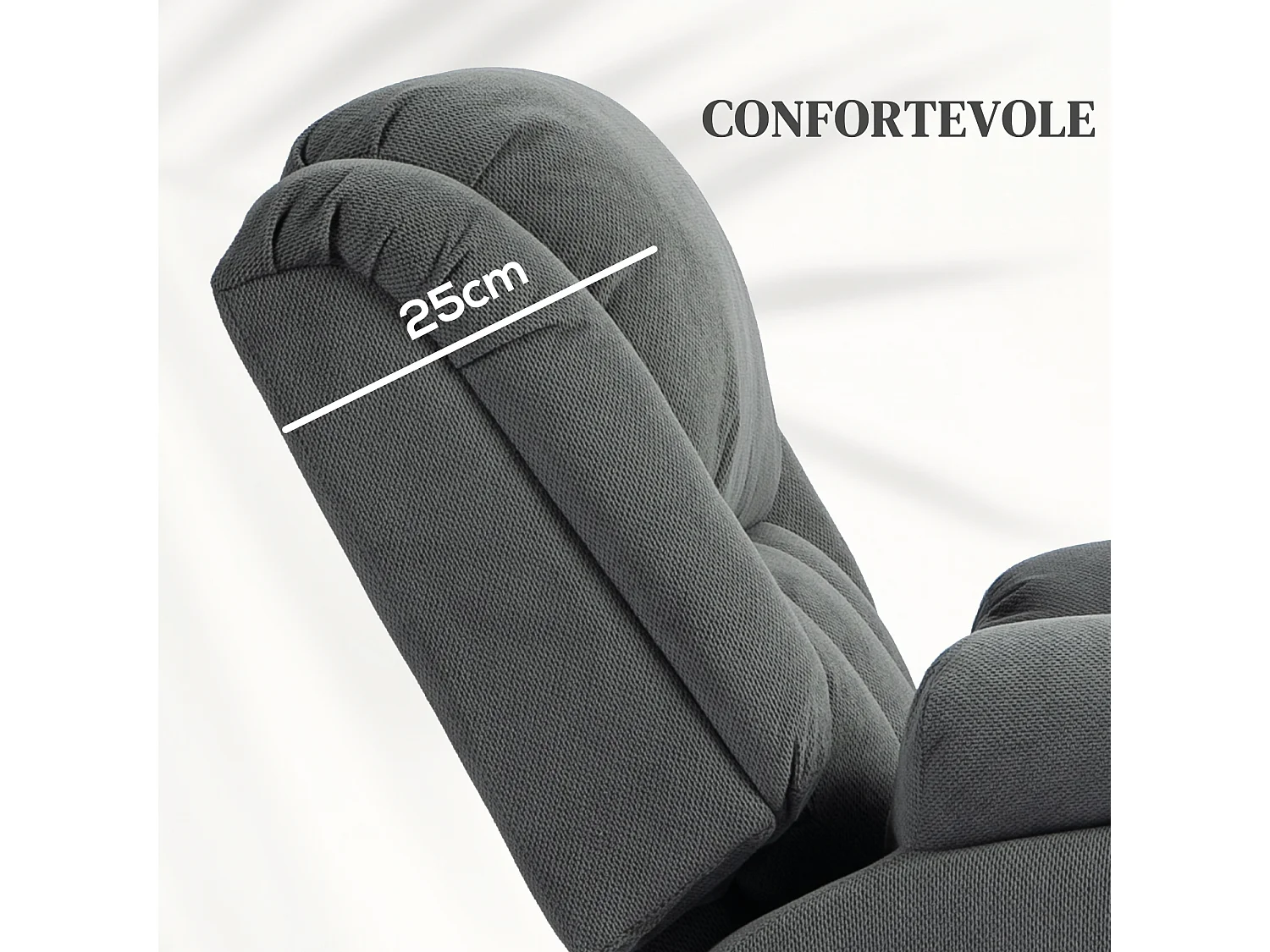 Poltrona alzapersona e reclinabile con 2 tasche e telecomando grigio