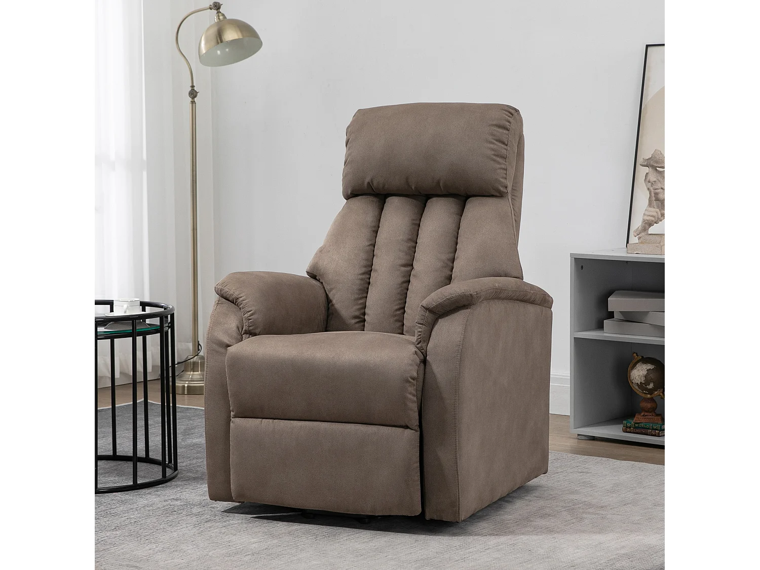 Poltrona alzapersona reclinabile 150° con telecomando marrone