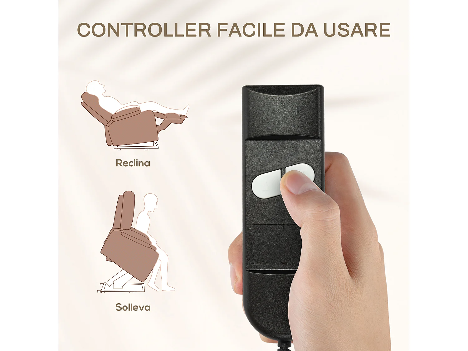 Poltrona relax alzapersona reclinabile con 8 punti massaggio marrone