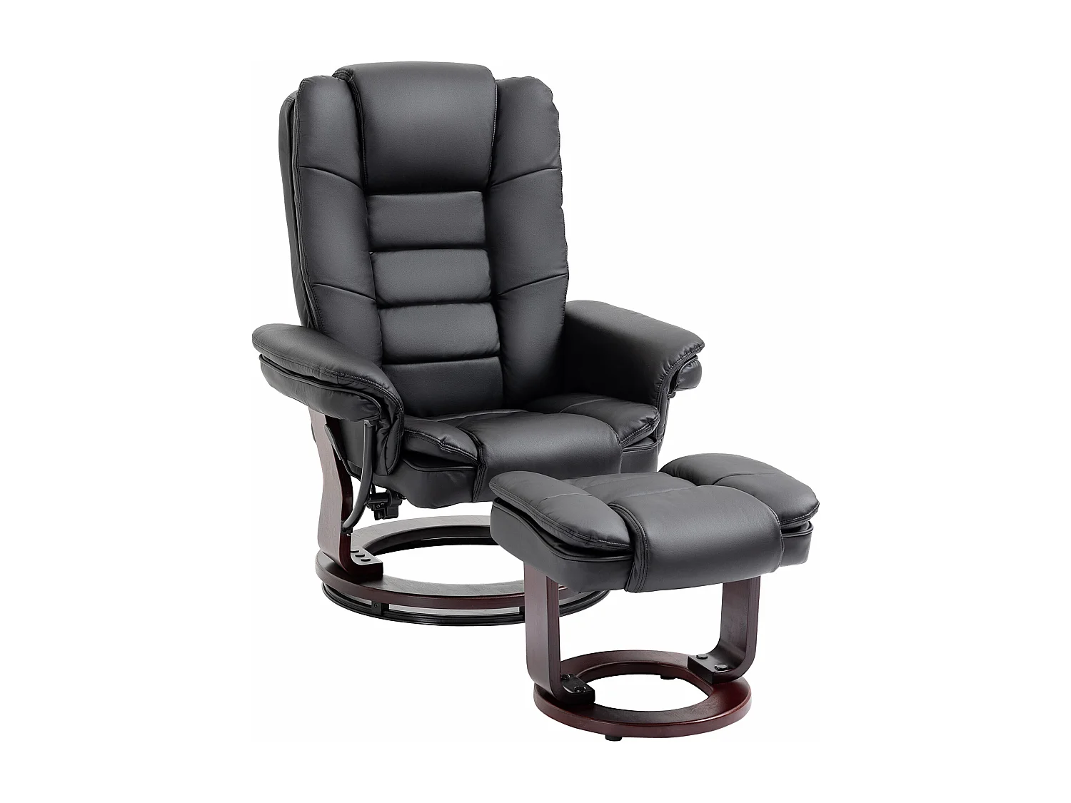 Set poltrona relax e pouf poggiapiedi reclinabile e girevole