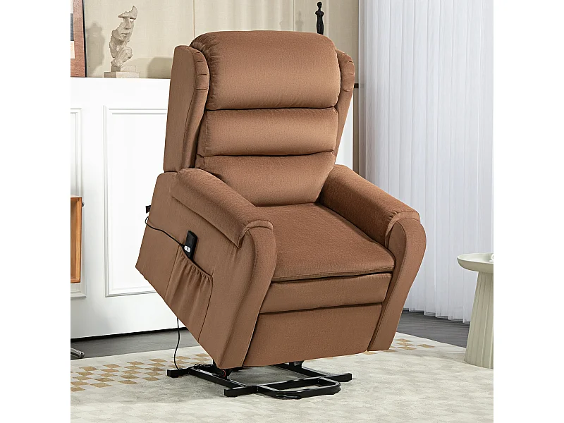 Poltrona alzapersona reclinabile a 160° con poggiapiedi marrone scuro