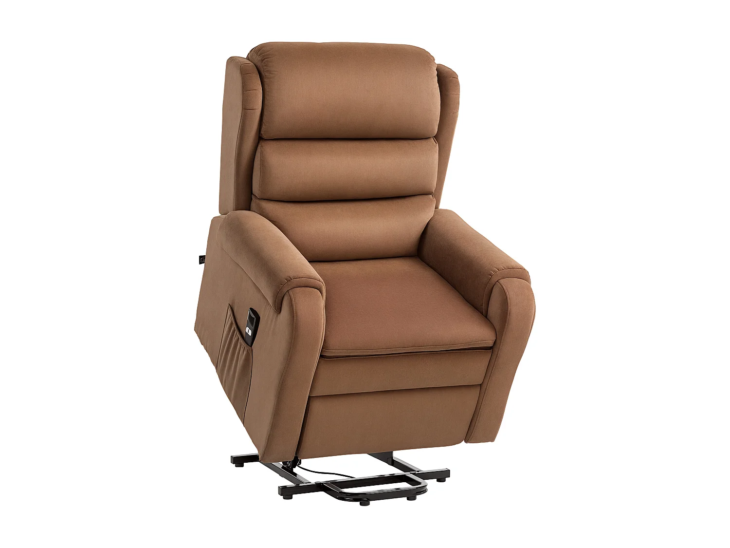 Poltrona alzapersona reclinabile a 160° con poggiapiedi marrone scuro