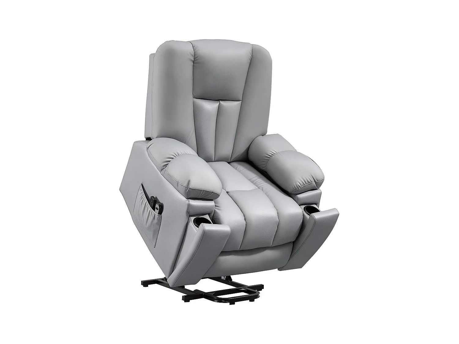 Poltrona alzapersona reclinabile in microfibra grigio con telecomando