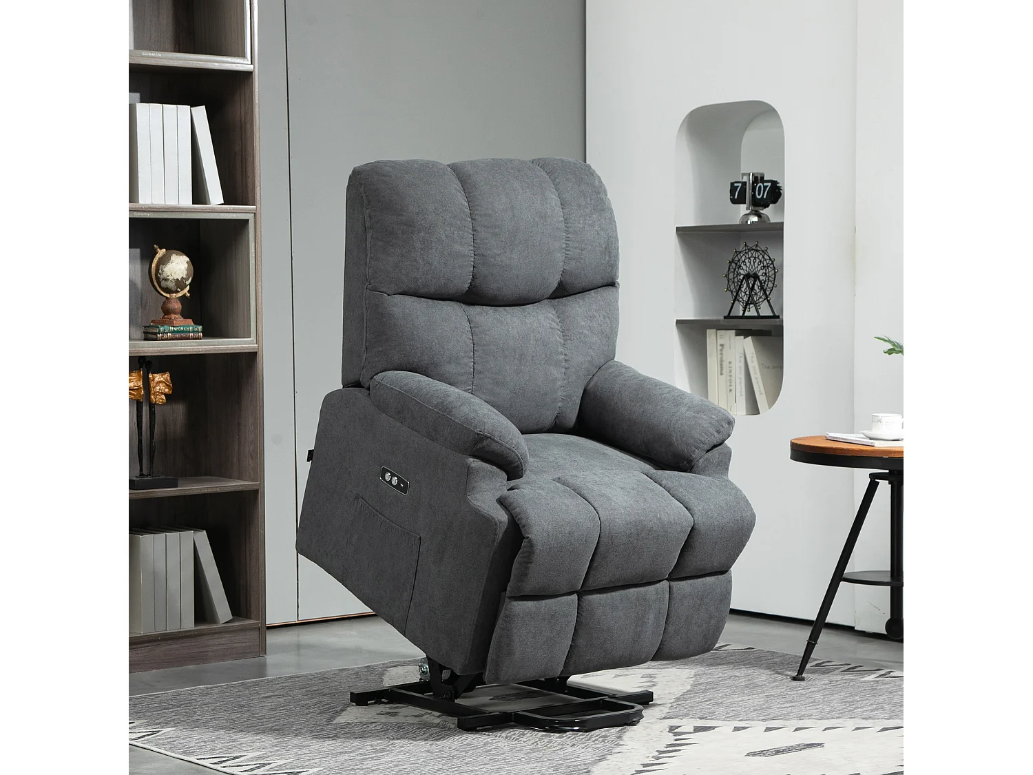 Poltrona alzapersona con poggiapiedi grigio scuro