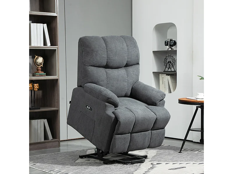 Poltrona alzapersona con poggiapiedi grigio scuro