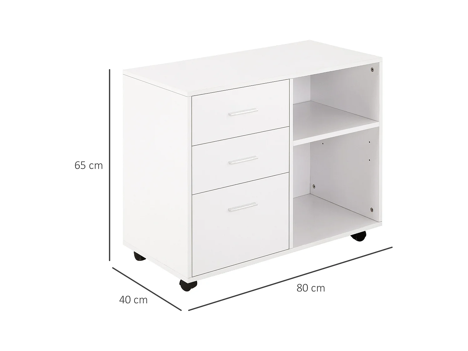 Mobile porta stampante ufficio multiuso in legno bianco