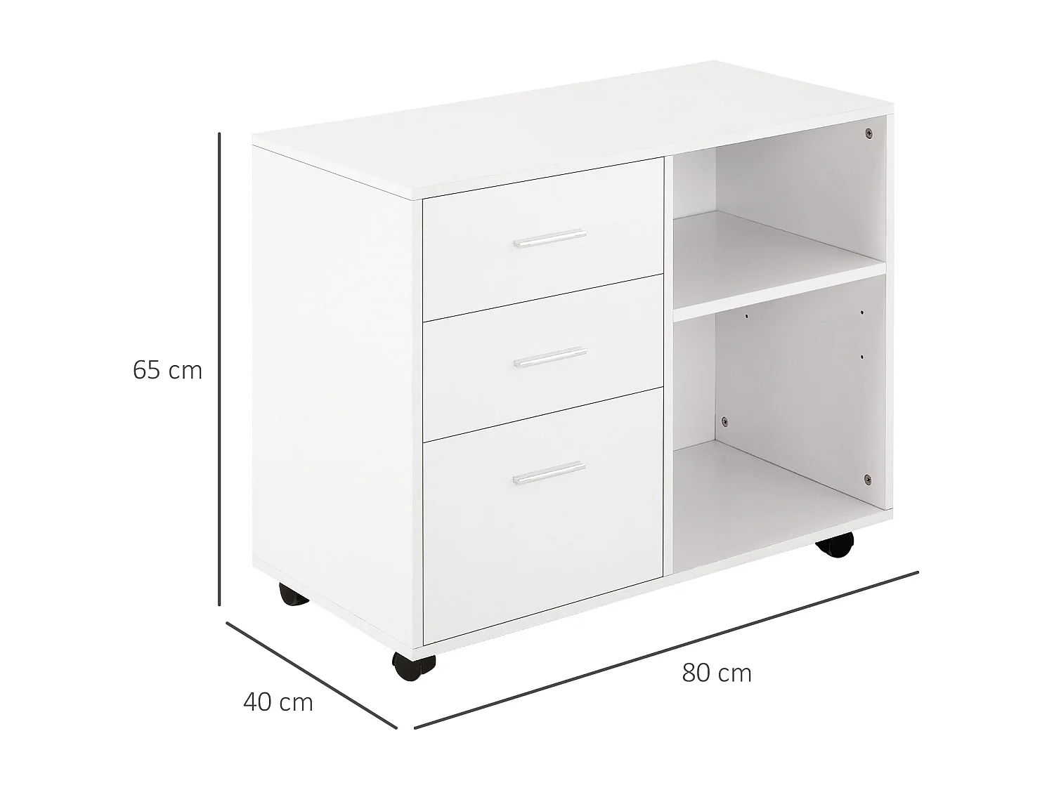 Mobile porta stampante ufficio multiuso in legno bianco