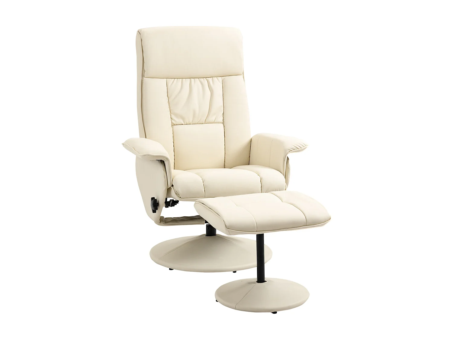 Poltrona reclinabile a 135° con seduta girevole e pouf crema