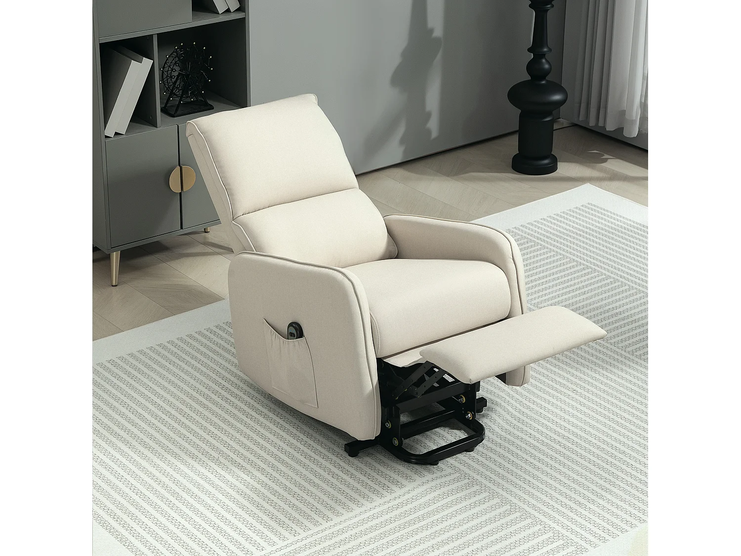 Poltrona alzapersona elettrica e reclinabile con telecomando beige