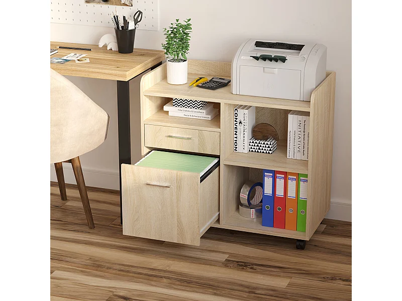 Mobile porta stampante ufficio multiuso rovere