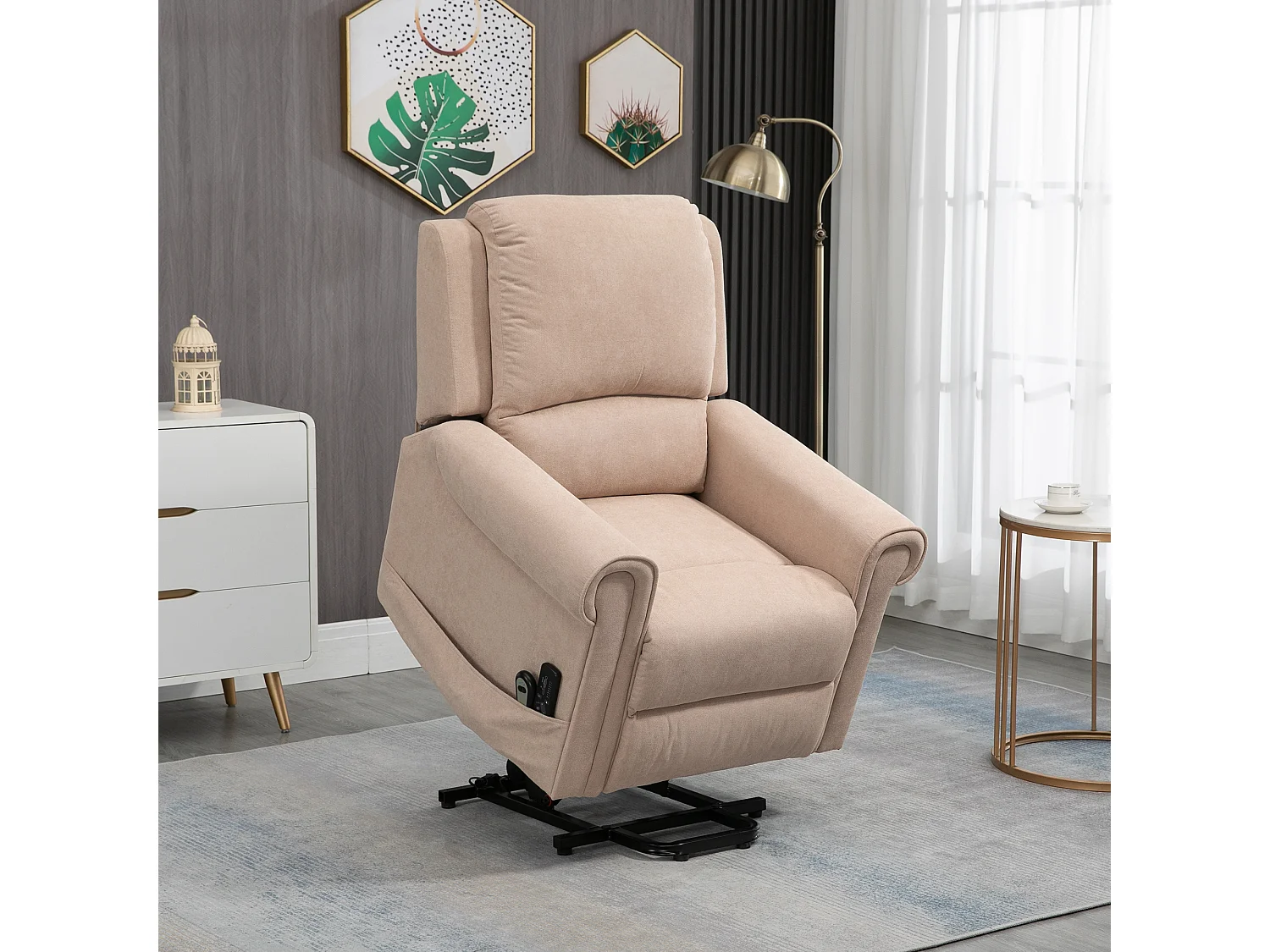 Poltrona alzapersona massaggiante e reclinabile a 135° marrone chiaro