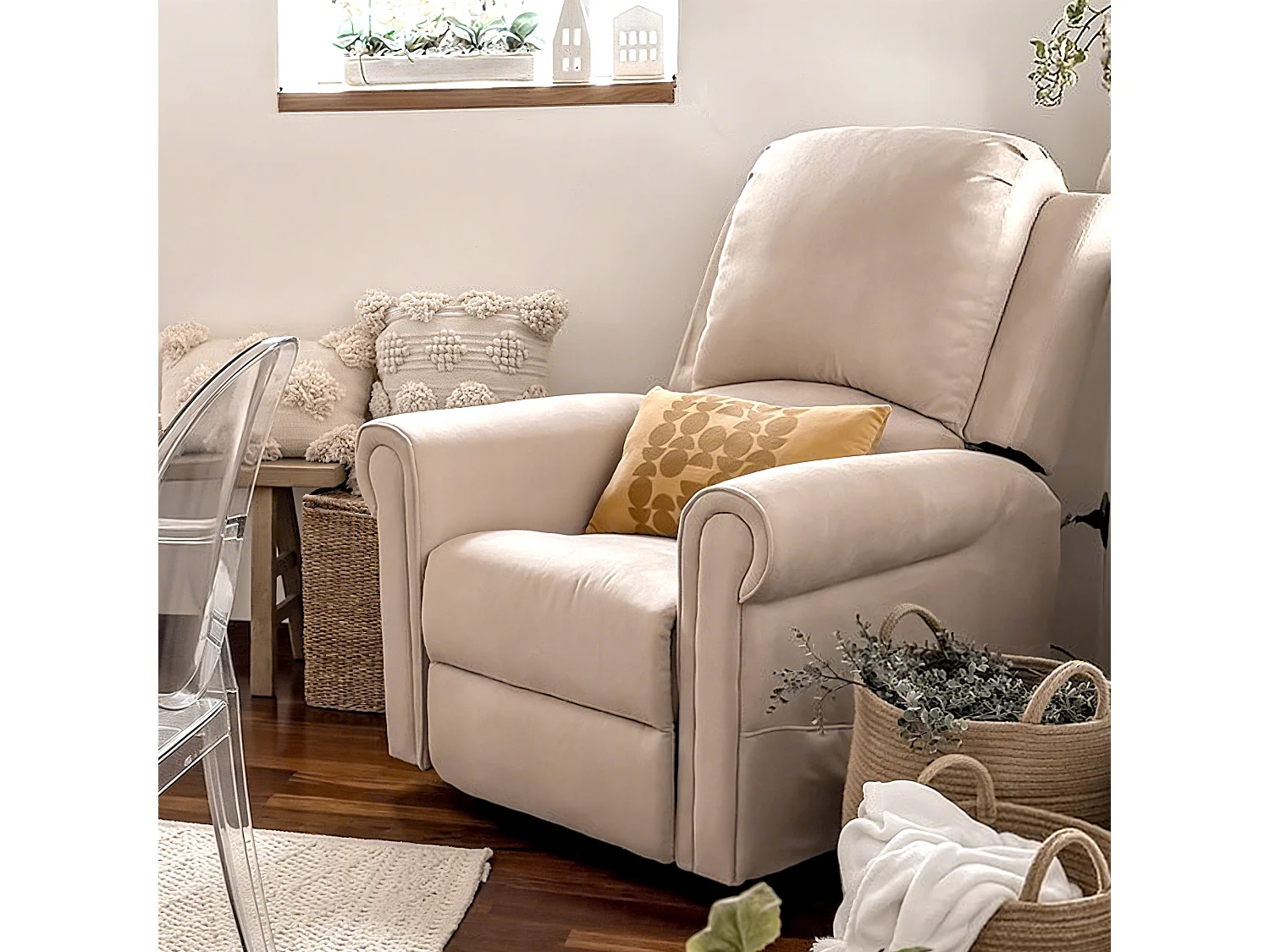 Poltrona alzapersona massaggiante e reclinabile a 135° marrone chiaro