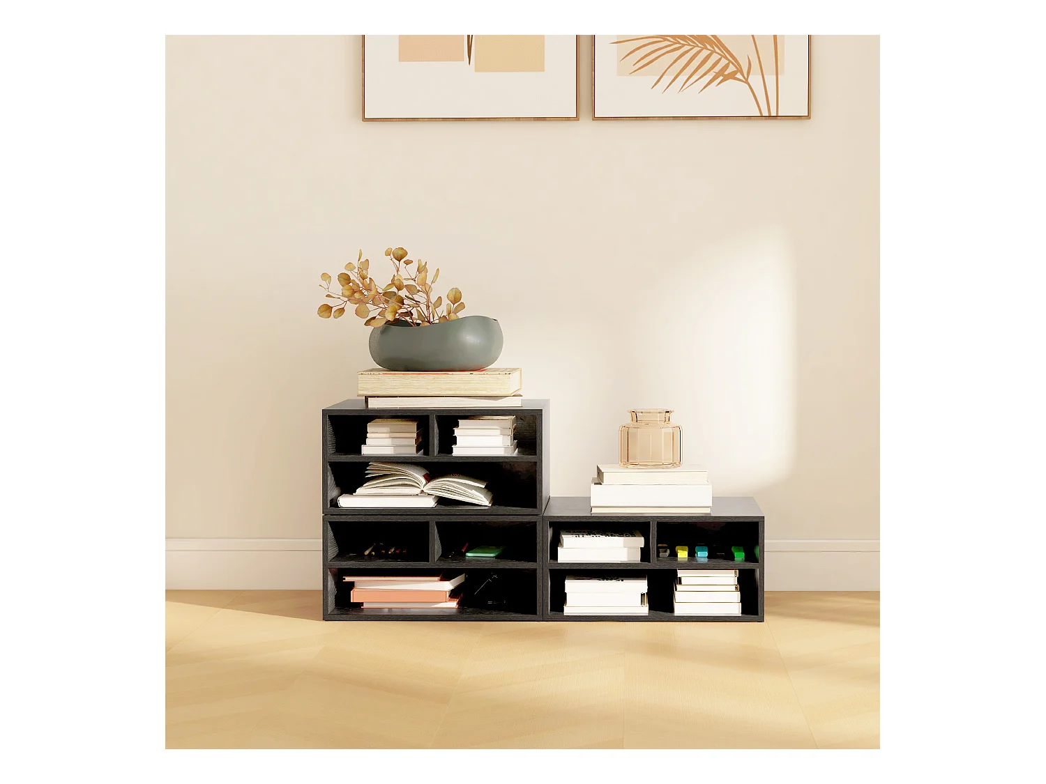 Mobile porta stampante con 3 ripiani aperti a 2 livelli nero