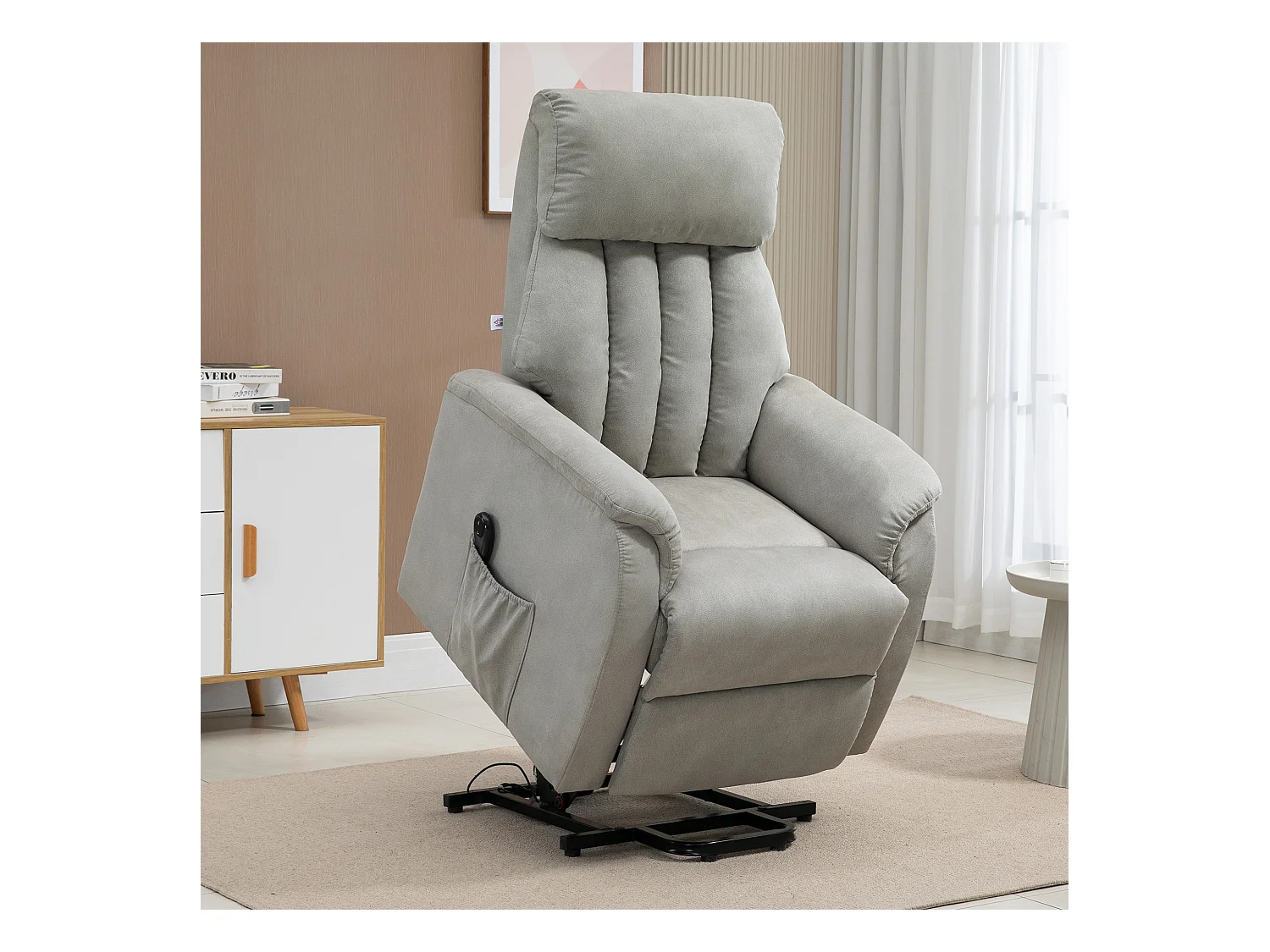 Poltrona alzapersona reclinabile 150° con telecomando grigia