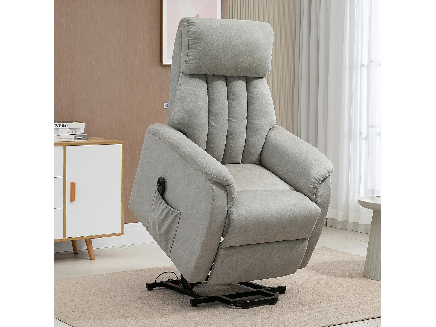 Poltrona alzapersona reclinabile 150° con telecomando grigia