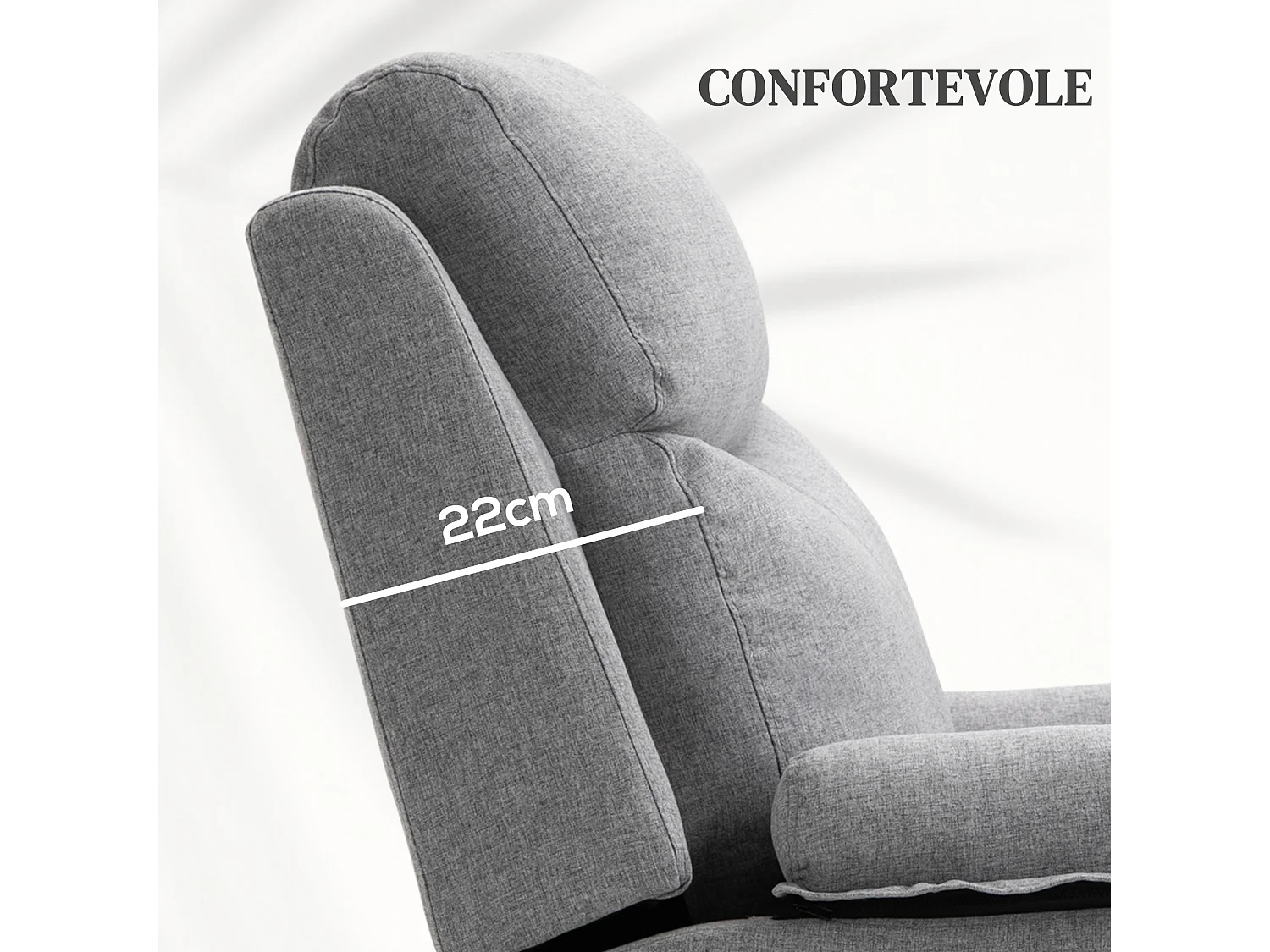 Poltrona alzapersona e reclinabile con telecomando in tessuto grigio