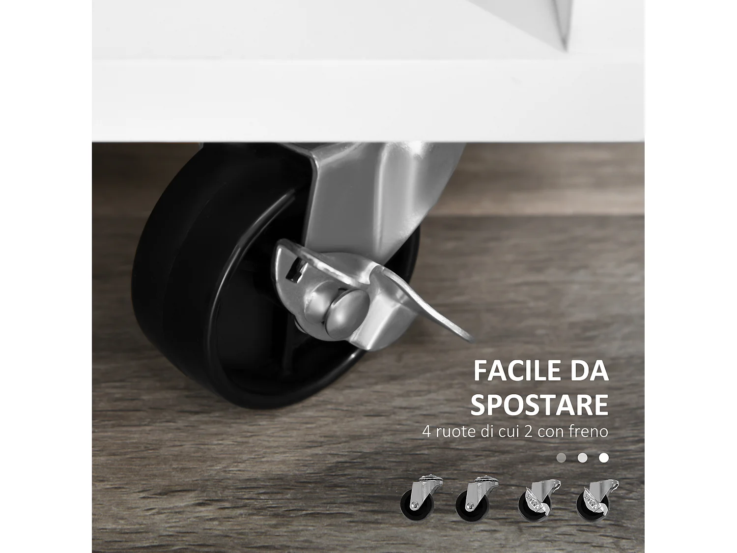 Mobile porta stampante multiuso con cassetti in legno nero e bianco