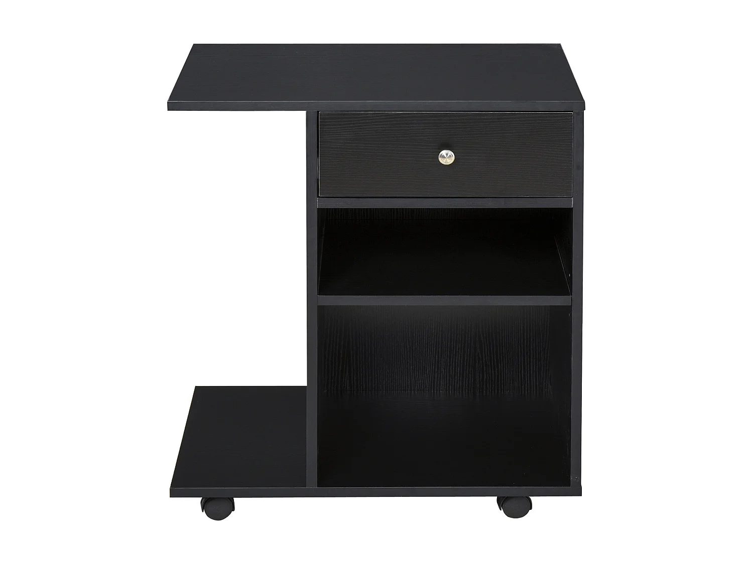 Mobile porta stampante in legno con cassetto e 2 ripiani nero