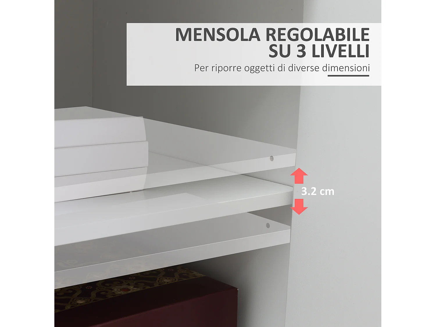 Mobile porta stampante con 4 ruote 60x39x80cm bianco