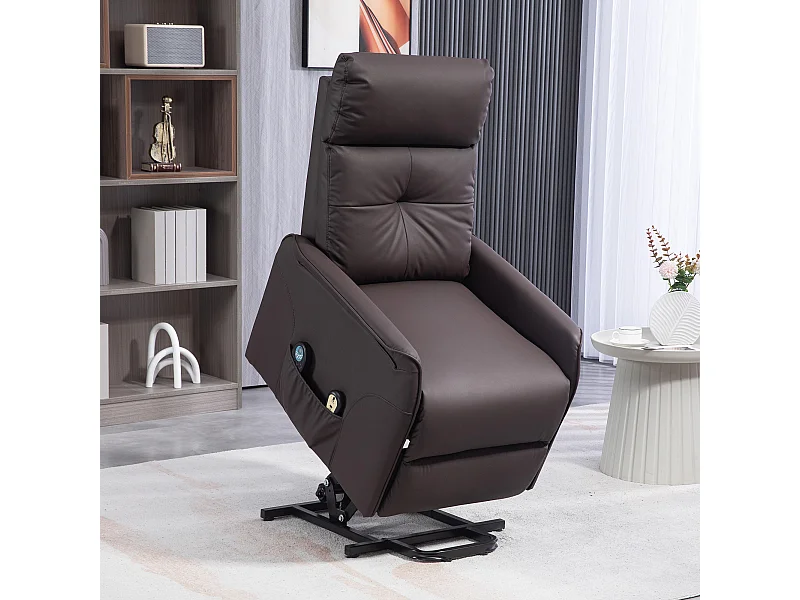 Poltrona alzapersona reclinabile con massaggio e riscaldamento marrone