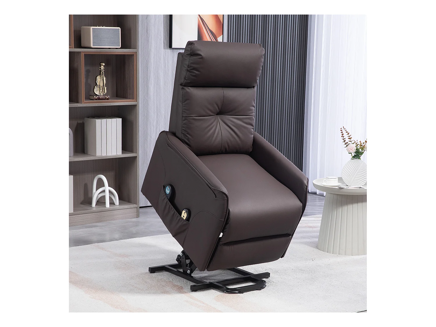 Poltrona alzapersona reclinabile con massaggio e riscaldamento marrone
