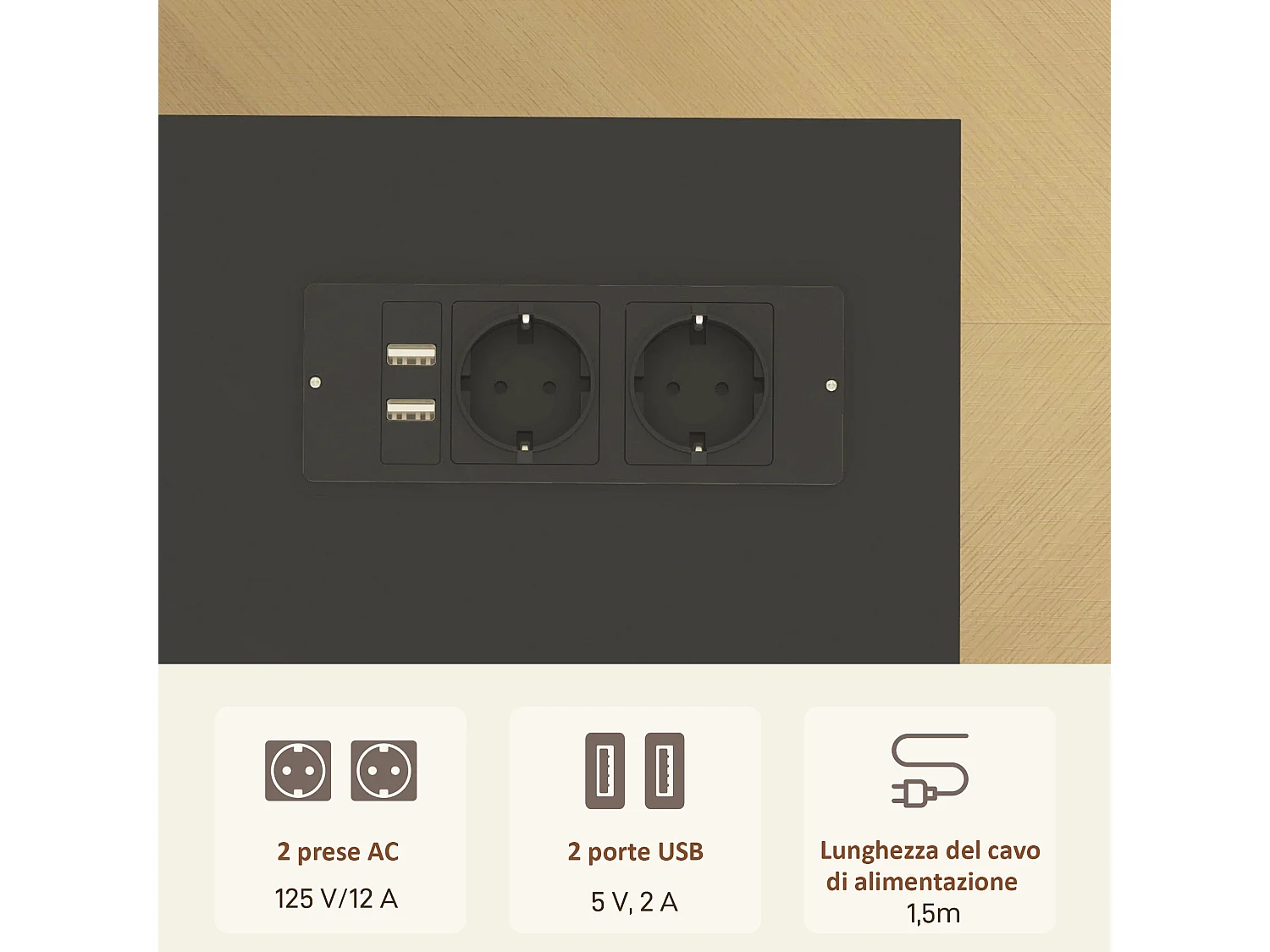 Mobile per stampante con 3 cassetti e 2 ripiani in MDF marrone e nero