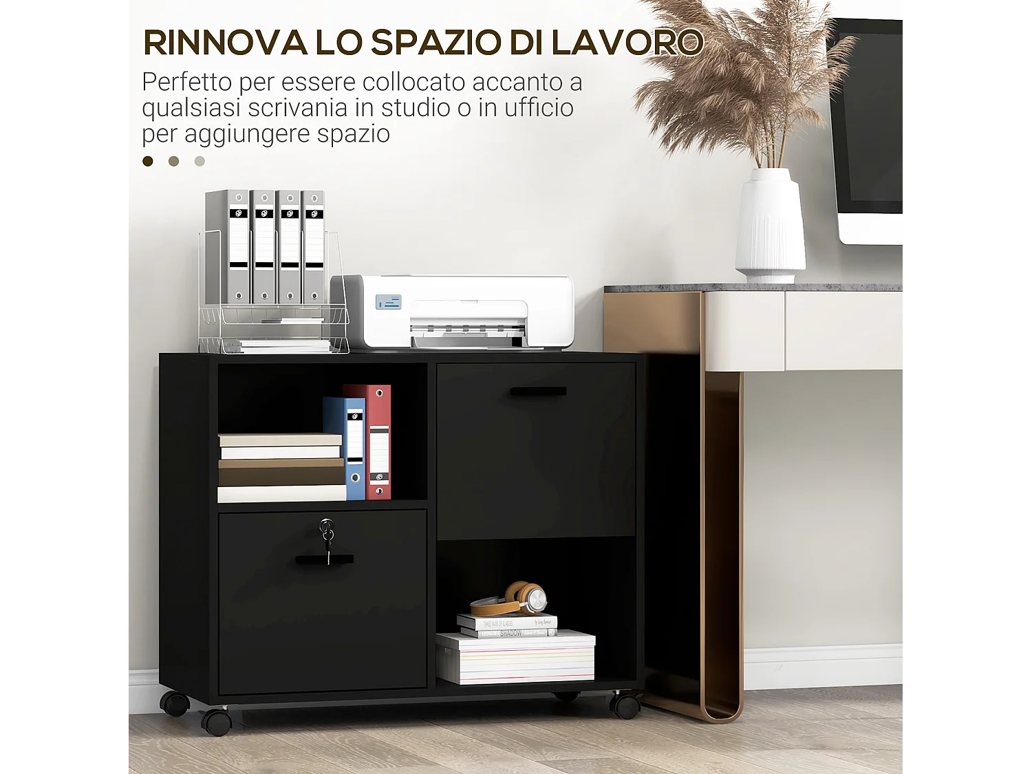 Mobile porta stampante per ufficio in truciolato 80x40x66cm