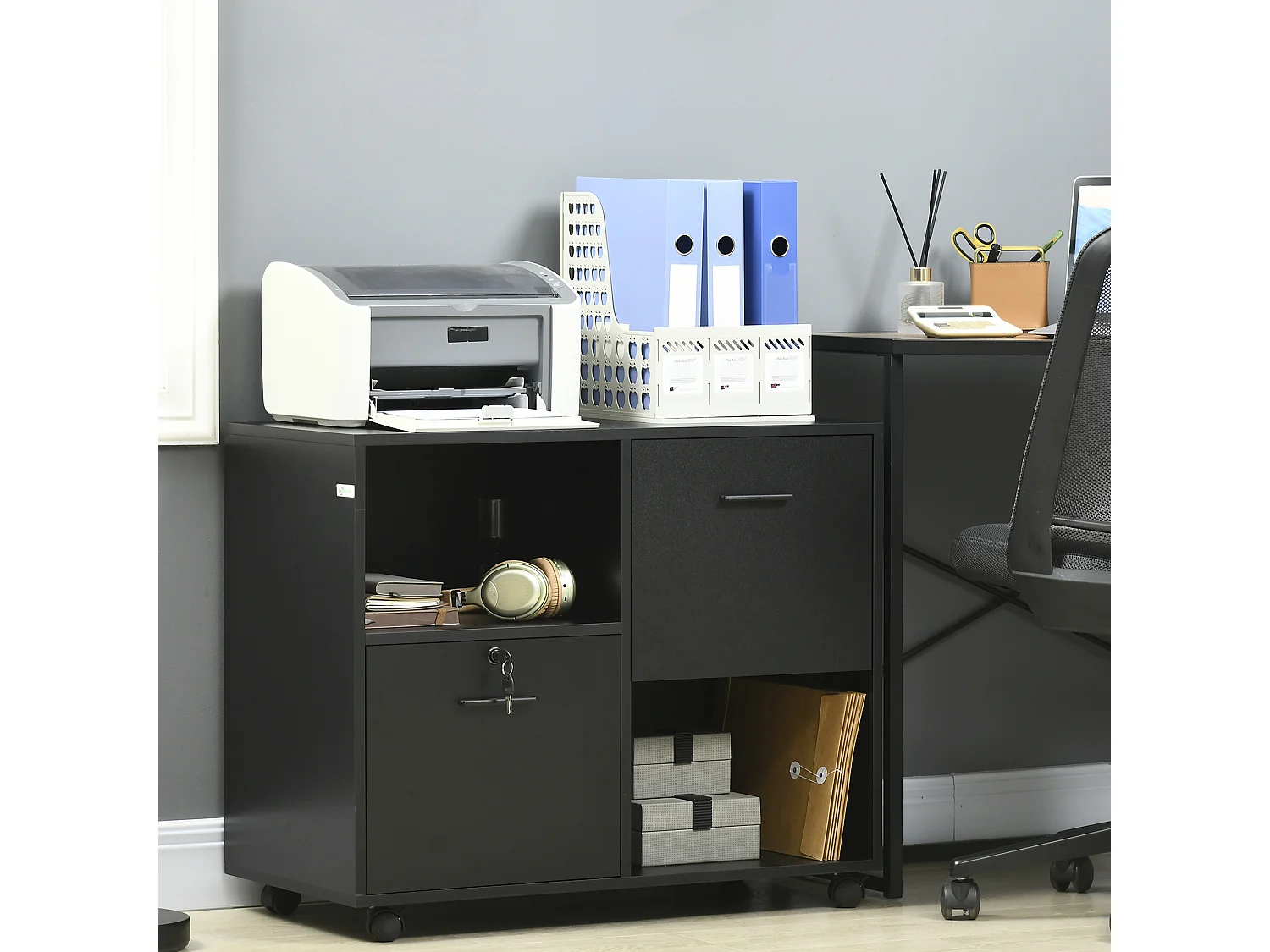 Mobile porta stampante per ufficio in truciolato 80x40x66cm