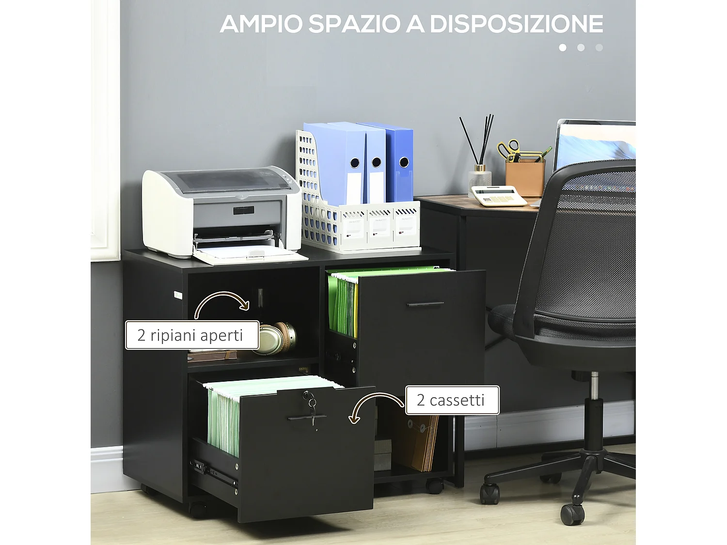 Mobile porta stampante per ufficio in truciolato 80x40x66cm