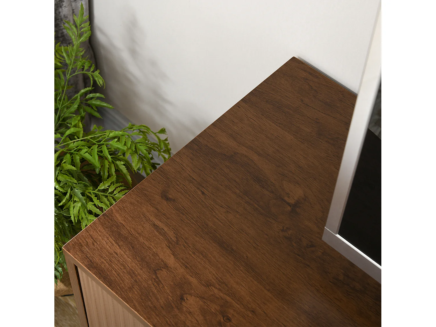 Mobile porta tv fino 65" con 2 armadietti e vani aperti marrone