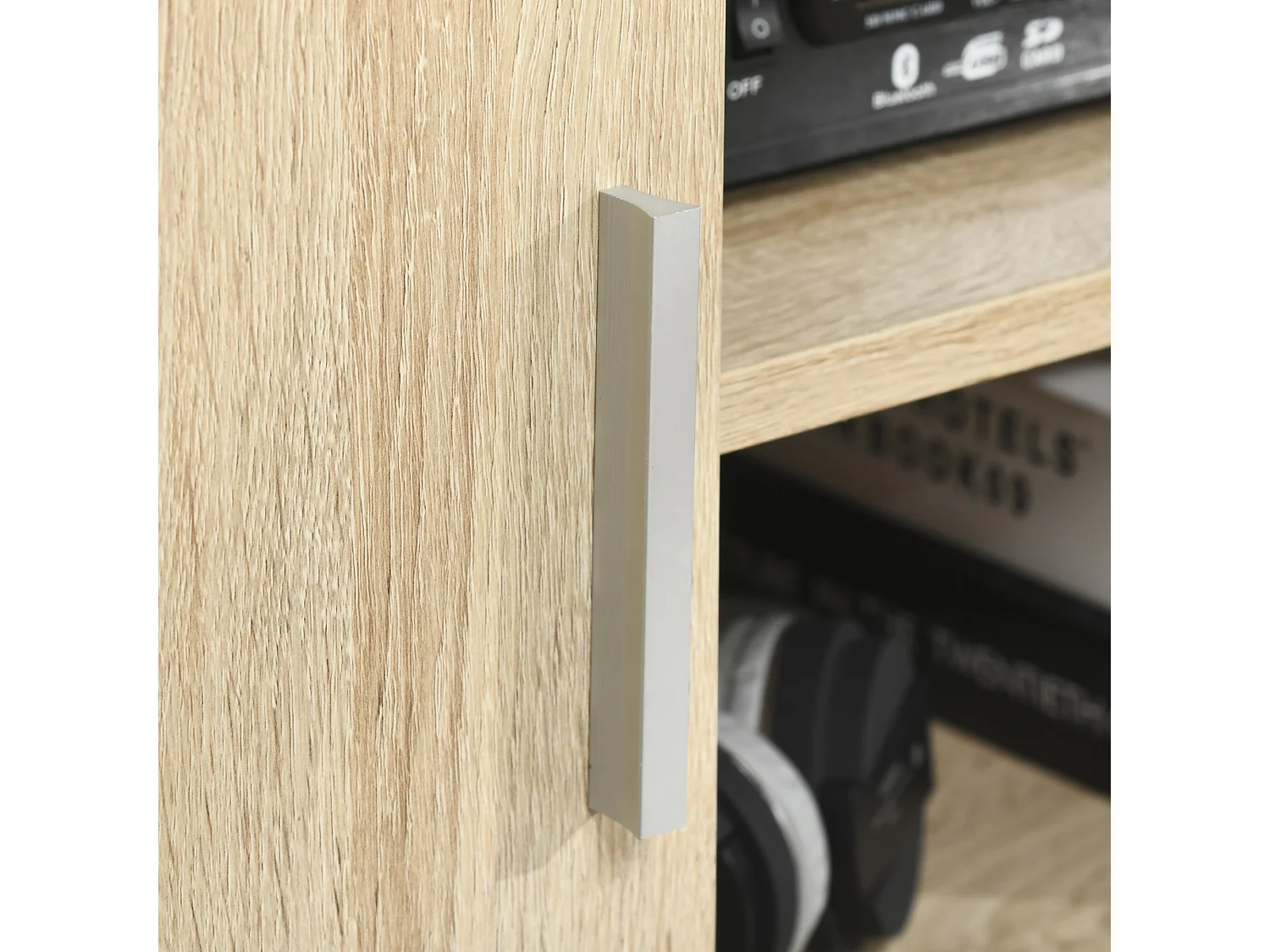 Mobile tv moderno con 2 armadietti in mdf 105x40x55cm quercia