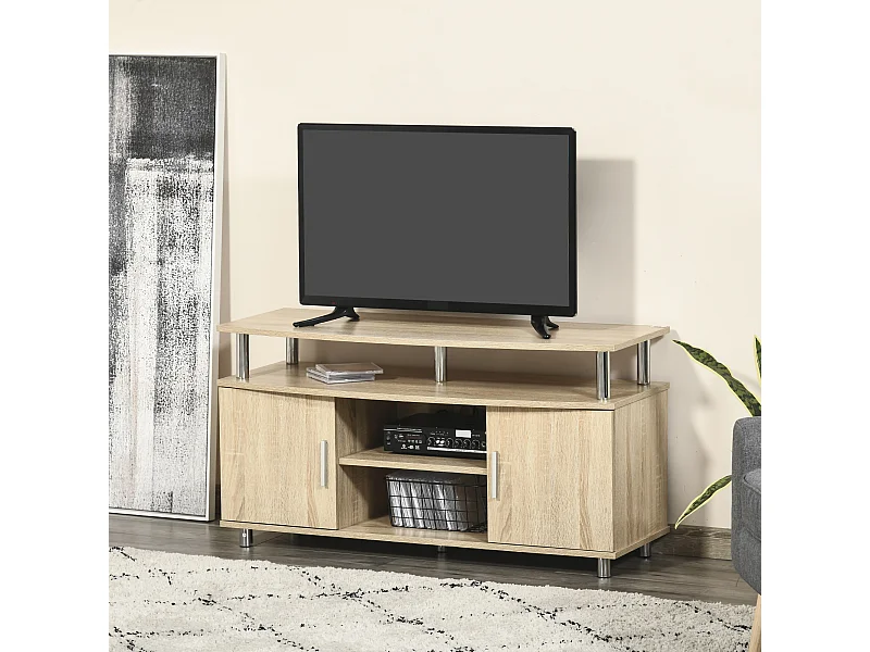 Mobile tv moderno con 2 armadietti in mdf 105x40x55cm quercia