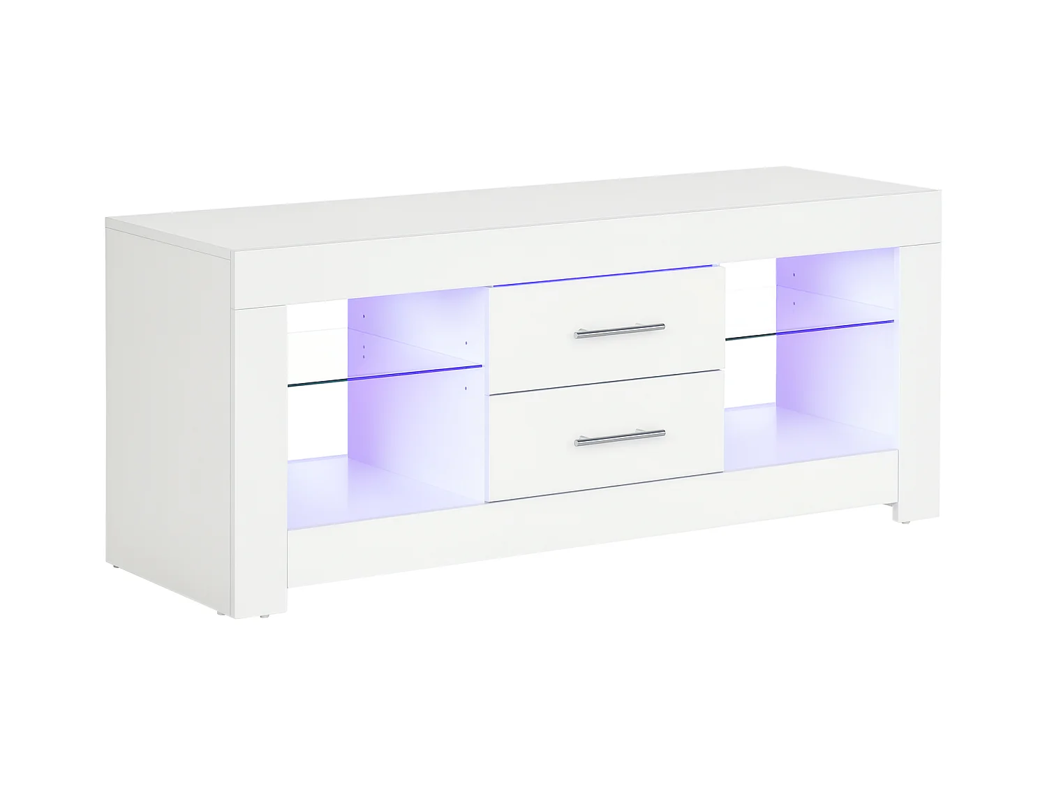 Mobile tv con luci led 12 colori e telecomando in legno e vetro